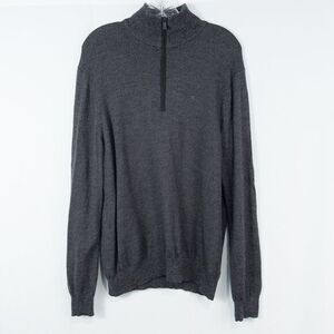 Calvin Klein 100% Italian Merino Wool 1/4 Zip Pullover Mens Large Dark Gray Soft